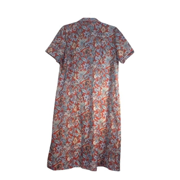 Vintage Red and Blue Midi Sundress with Notched Collar - Picture 2 of 6